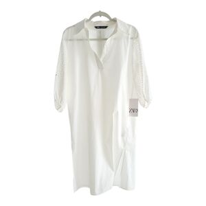 Zara White Tunic Midi Dress Size Small